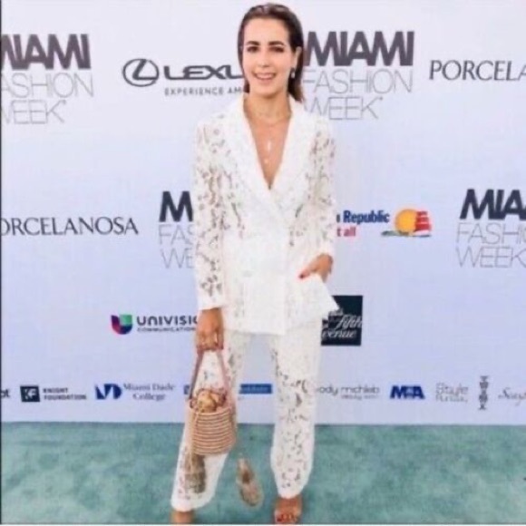 ZARA 2 PIECE WHITE LACE BLAZER AND PANTS SIZE M 🦋BLOGGERS FAVORITE🦋 - Picture 7 of 16